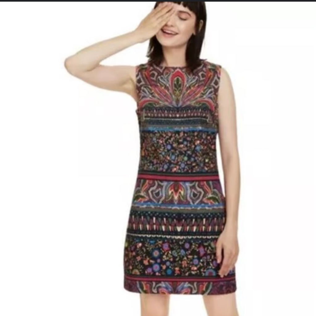 - Desigual Colorful Floral Abstract Party Cocktail Sheath Dress Abstra